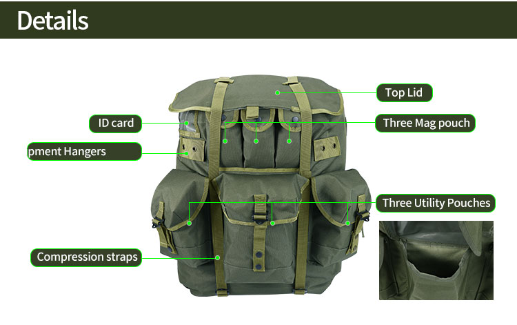 BK-5066 YAKEDA Olive Monotone Operator Green Tactical Alice Rucksack Combat Field Backpack